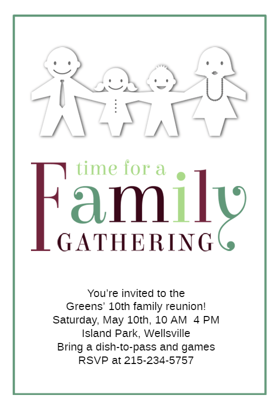 Time for a Family Gathering Family Reunion Invitation Template (Free